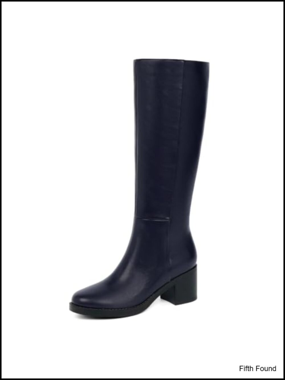 Easyfox Women's Knee High Boots Chunky Block Heel Round Toe Faux Leather